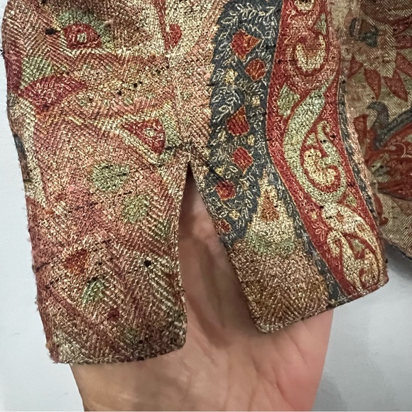 Coldwater Creek Jacket Button Up Mandarin Collar Retro Print Pockets Lined - Picture 6 of 8